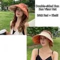 Wendbarer Sonnenhut mit breiter Krempe für Damen in Ziegelrot und Khaki-Variante - Verstellbar / Ziegelrot + Khaki