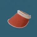 Detail view of an orange woven sun visor with elegant pearl trim embellishments. - 55-59cm / Caramel color