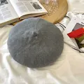 Detailed view of a gray breathable knitted beret hat featuring a thin retro texture - 55-59cm / Gray