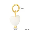 Close-up of heart stone pendant detail showing 8x7mm size and gold stainless steel ring - White Heart Style (PA10440AG)
