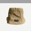 Macro view of the khaki pleated fabric texture on a stylish women's sun bucket hat - 55-58cm (Adjustable Rope Inside) / Khaki