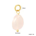 Detailed view of an irregular pink natural stone pendant with gold ring and measurements - Pink Irregular Stone (PA10450FG)