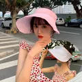 Visière pare-soleil rose à large bord pour femme, protection UV extérieure élégante - 54-58cm (Ajustable) / Rose + Blanc