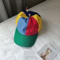 Detail view of colorful propeller baseball cap with vibrant multi-color panels - Adjustable / Adult Size (56-58cm)