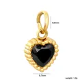 Pendentif en forme de cœur en acier inoxydable avec pierre noire, accessoire bijoux - Style Cœur Zirconia Noir (PA10510BG)