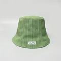 Close-up detail of a green wrinkled texture bucket hat designed for women's sun protection - 55-58cm (Adjustable Rope Inside) / Army Green