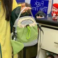 Sac à bandoulière léger vert et gris avec cordon de serrage pour la randonnée en plein air - Avec Pendentif / Gris