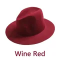 Elegant wine red British style woolen fedora hat for women, autumn winter fashion - Burgundy
