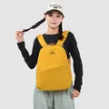 Detailed view of a stylish yellow sporty backpack presented on a casual model for students - Lemon Yellow