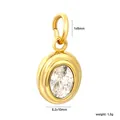 Pendentif ovale en acier doré avec zircon, 8,2x10 mm, pour la création de bijoux DIY. - Zirconia Irrégulier Clair (PA10570AG)