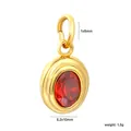 Vue détaillée d'un pendentif ovale en acier inoxydable doré avec une pierre rouge. - Zirconia Irrégulier Rouge (PA10570EG)