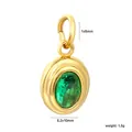 Pendentif ovale en acier inoxydable doré avec pierre verte, 8,2x10 mm, poids 1,5 g - Pendentif en zircone ovale vert (PA10570JG) / 8.2x10mm