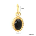 Pendentif ovale en acier inoxydable doré avec pierre noire pour bijoux DIY - Pierre Ovale Noire (PA10520BG)