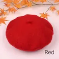 Classic red pure wool beret hat for kids autumn and winter trendy fashion accessory - Red