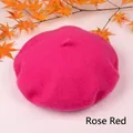 Classic rose red wool beret hat for children and kids in a stylish autumn winter design - Rose Red