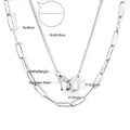 Detailed measurements of double-layer stainless steel necklace with handcuff pendant - Double Layer Handcuff Necklace (NE248701S) / Silver