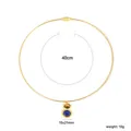 Lapis lazuli and tiger eye stone pendant necklace with 40cm gold snake chain, 10g - Tiger Eye and Lapis Lazuli Double Pendant Spring Chain (NE2H380MG) / Gold