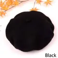 Classic black wool beret hat for children adorable autumn winter fashion style accessory - Black
