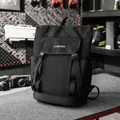 Stylish black Japanese-style outdoor cycling backpack with dual buckle straps and logo - Japanese Flap Buckle Style (HEIMI-9381) / Black