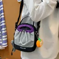 Sac à bandoulière pour téléphone d'extérieur avec cordon, motif à carreaux gris et violet et charm - Avec Pendentif / Noir