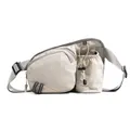 Beige Korean style lightweight crossbody fanny pack with a dedicated water bottle holder for women - Light Gray