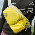Bright yellow sporty nylon crossbody bag with multi-pocket design for outdoor use - Yellow