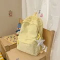 Chic yellow star pattern backpack featuring 3D Dream embroidery and star charm detail - With Charm / Yellow