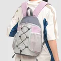Fashionable women's color-blocked backpack in grey and pink for spring and summer - Light Gray Pink