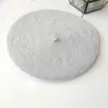 Close-up of a soft light grey fuzzy angora beret hat showing plush knit texture and detail - Approx. 54-58cm / Light Gray