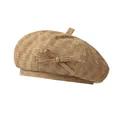 Boina vintage de estilo japonés en tejido texturizado caqui con un lindo lazo - 56-58cm / Caqui Oscuro