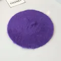 Detailed view of a soft purple rabbit hair beret for women winter fashion accessory - Approx. 54-58cm / Purple