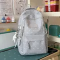 Grijze rugzak in Japanse stijl met schattige sterren voor scholieren - Met Hanger / Grijs