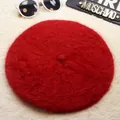 Elegant soft red rabbit hair beret hat for women stylish winter fashion warm accessory - Approx. 54-58cm / Red