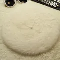 Stylish cream white rabbit fur beret hat for women's autumn and winter fashion wear - Approx. 54-58cm / White