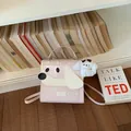 Niedlicher kleiner rosa Rucksack mit Cartoon-Hundegesicht und Plüsch-Hundeanhänger - Rosa
