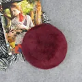Elegant wine red rabbit fur beret, cozy and stylish for women's autumn and winter fashion. - Approx. 54-58cm / Burgundy