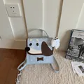 Niedlicher hellblauer Rucksack im Hunde-Design mit Plüschanhänger im Preppy-Stil - Blau