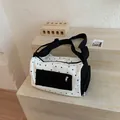 Stylish white gym bag featuring black star patterns for travel and sport activities - Black