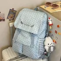 Stylish light blue star pattern women's backpack for spring and summer fashion - With Pendant / Blue