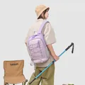 Lavender outdoor hiking backpack featuring adjustable elastic cords and mesh side pockets - Taro Purple