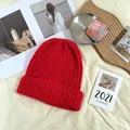 Cozy vibrant red coarse knit beanie hat designed for superior winter warmth and comfort - 55-62cm (Elastic) / New Oversized Knit Hat (AC8924) / Chinese New Year Red