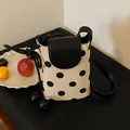 Exquisite niche polka dot crossbody phone bag featuring a black flap and stylish knot strap - Polka Dot Canvas Patchwork / Black Polka Dot