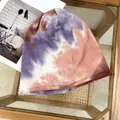 Detailed view of stylish tie-dye slouchy beanie with purple and brown gradient colors - 55-60cm / Tie-dye Red