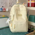 Leuke lichtgele rugzak in Japanse stijl met witte strikpatronen en een sterrenhanger - Met Hanger / Geel