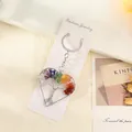 Handmade silver wire wrapped heart shaped tree of life keychain with colorful natural crystals - Heart Silver / 5cm