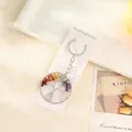 Tree of life keychain featuring colorful natural tumbled stones wire wrapped design - Round Silver / 5cm