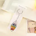 Handmade wire wrapped leaf keychain with colorful natural chakra stone chip pendant - Leaf Silver / 2.5*8cm