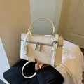 Elegant white small box handbag with silver zippers and adjustable strap for women - Off White