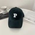 Premium dark deep-crown baseball cap featuring a white embroidered P letter on the front - 58-65cm (Adjustable) / Dark Green