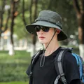 Men's outdoor sun protection bucket hat in dark olive green with adjustable chin strap - 55-58cm / Army Green